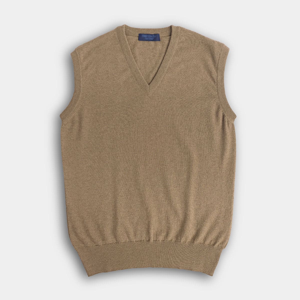 Dark Natural V Neck Cashmere Slipover