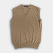 Dark Natural V-Neck Cashmere Slipover