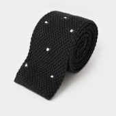 Black & White Spot Knitted Cashmere Tie