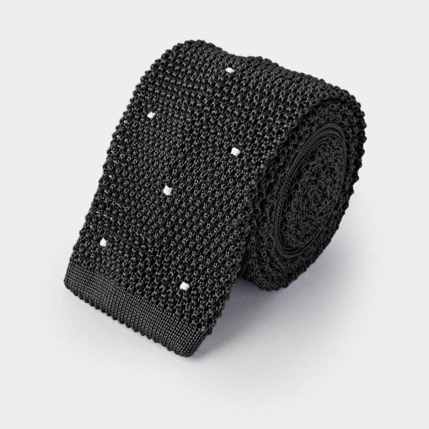 White Spot Knitted Silk Tie
