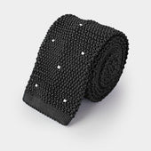 Black & White Spot Knitted Silk Tie