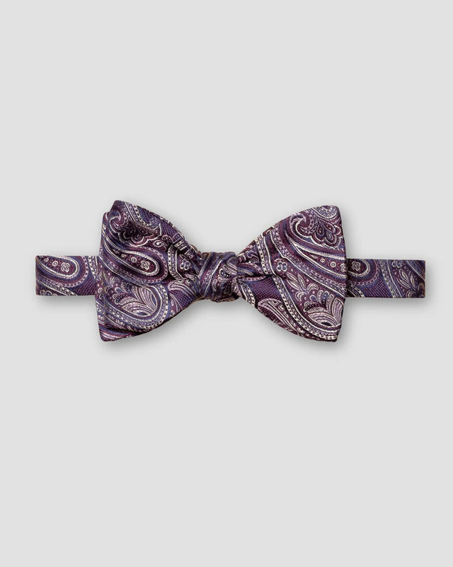 Dark purple Jacquard Paisley Silk Bow Tie — Ready-Tied