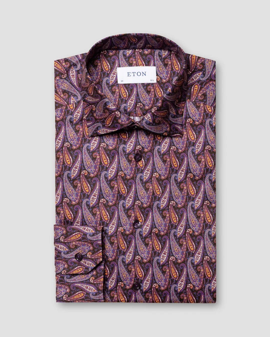 Dark Purple Paisley Print Signature Twill Shirt Eton