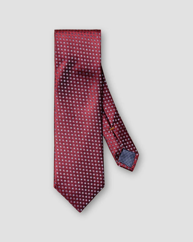 Burgundy Red Geometric Silk Tie