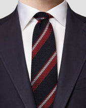 Burgundy Striped Grenadine Silk Tie