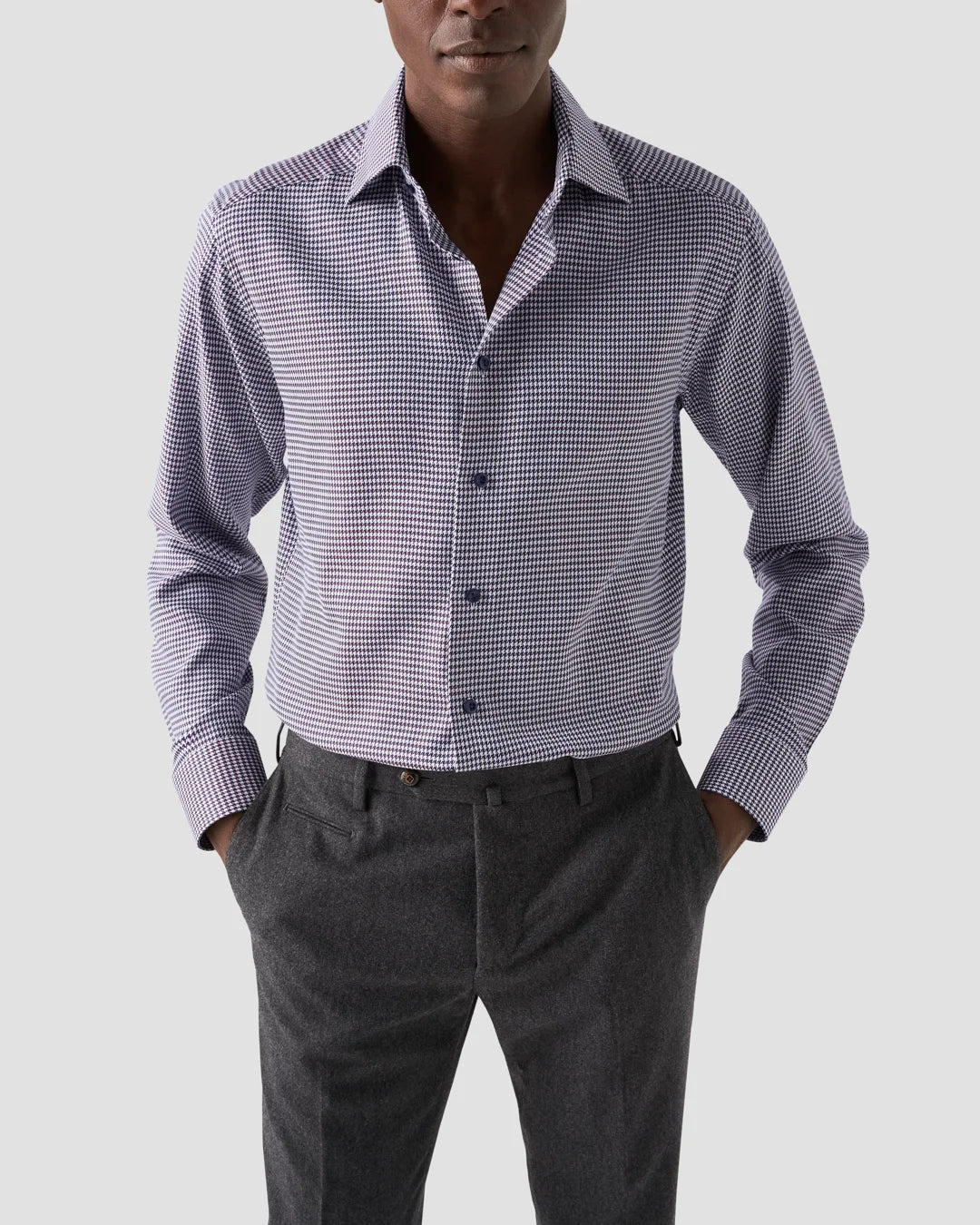 Houndstooth Print Signature Twill Shirt Eton