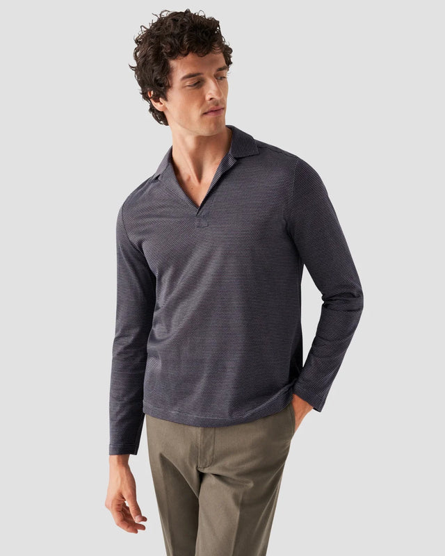 Jacquard-Polohemd aus Filo di Scozia in Bordeaux - Eton