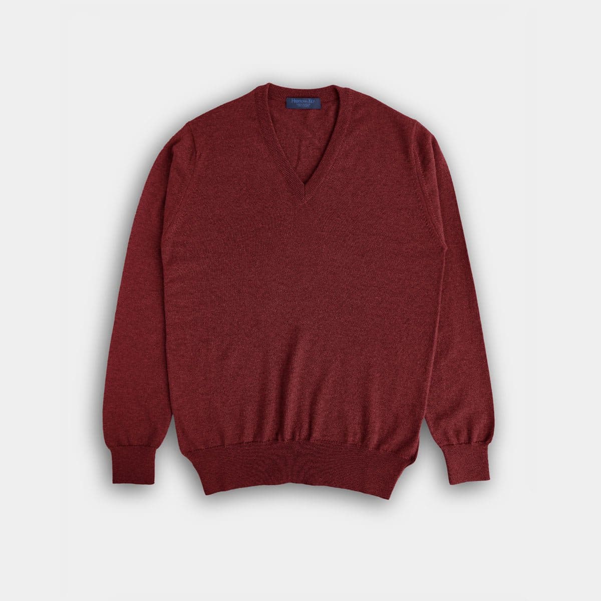 Dark Red V Neck Cashmere Sweater
