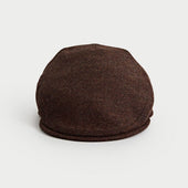 Dark Umber Herringbone Wool Flat Cap
