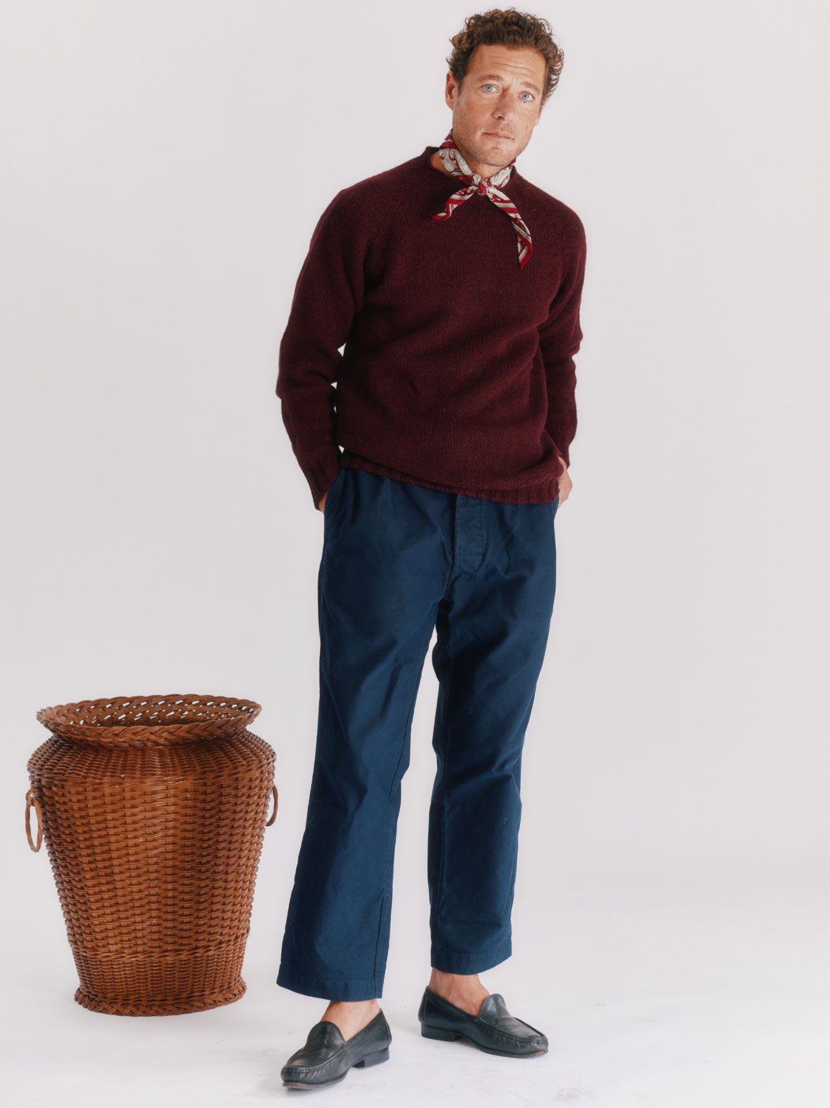Blue Mogganer North Sea Chunky Seamless Supersoft Shetland Sweater - Dark Cranberry Burgundy