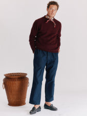 Blue Mogganer North Sea Chunky Seamless Supersoft Shetland Sweater - Dark Cranberry Burgundy