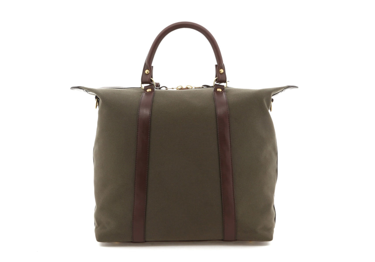 Hampton Tote - Dark Olive Canvas / Chocolate Trim