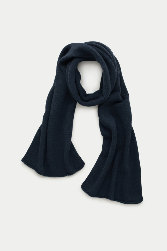 Knitted Maglia Inglese Cashmere Scarf Dark Navy