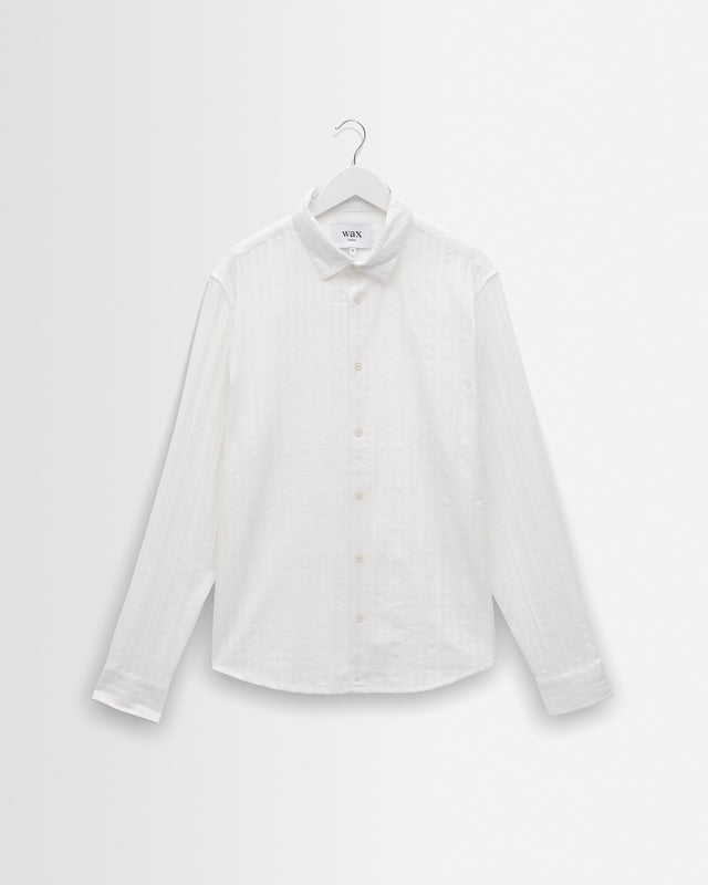 Dartford - White Dobby Stripe Organic Cotton Shirt