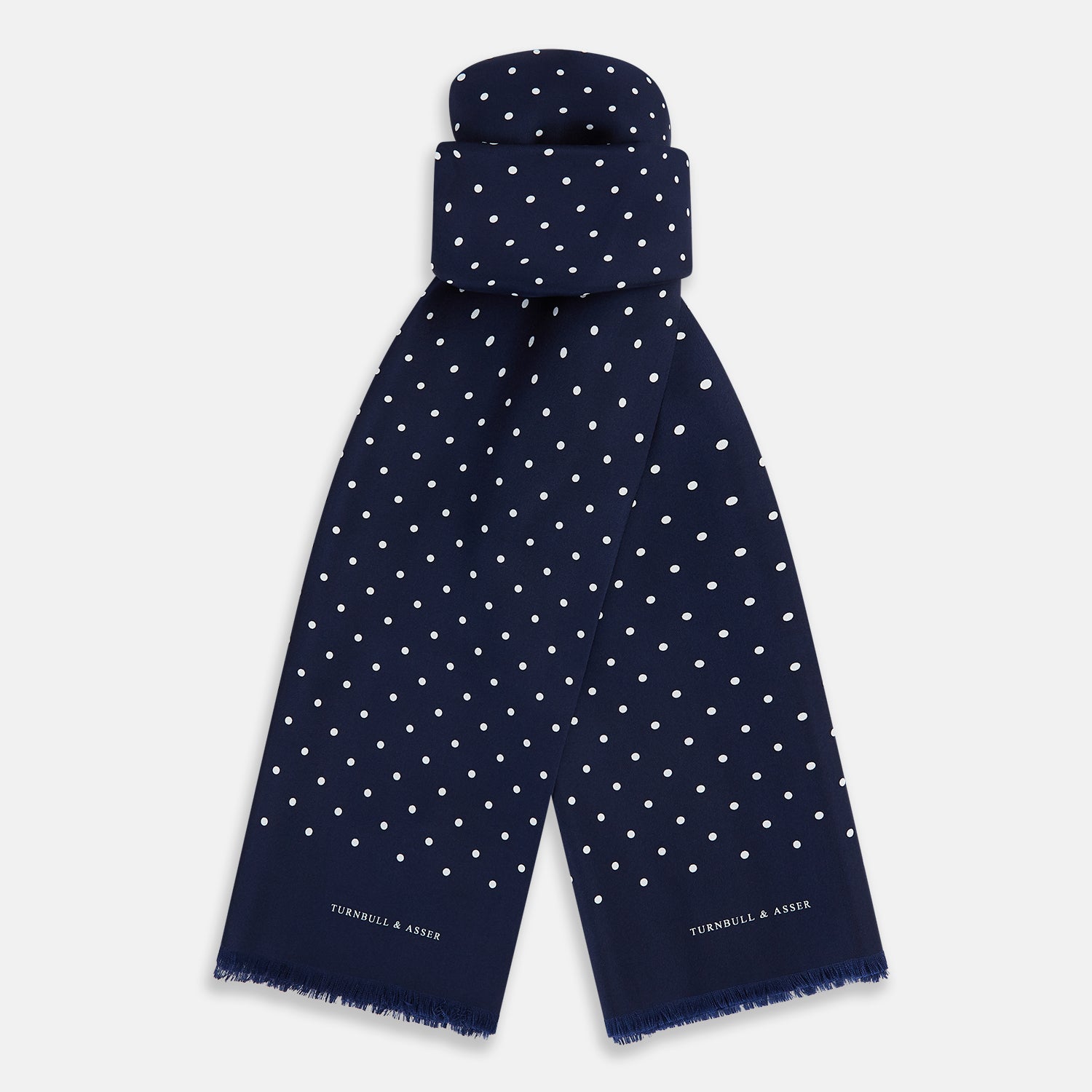 And White Spotted Silk Scarf