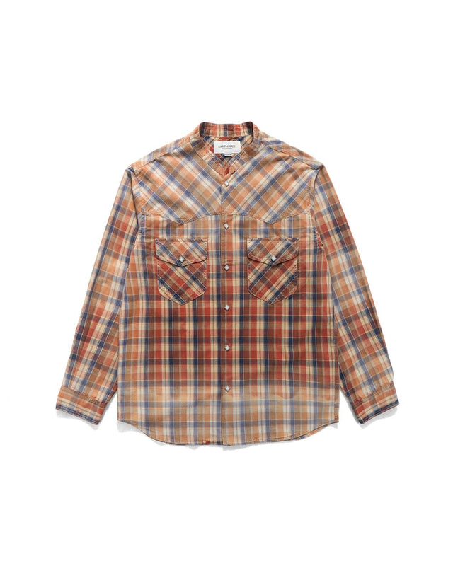 BAND COLLAR WESTERN SHIRTS / SPILLED RED CHECK
