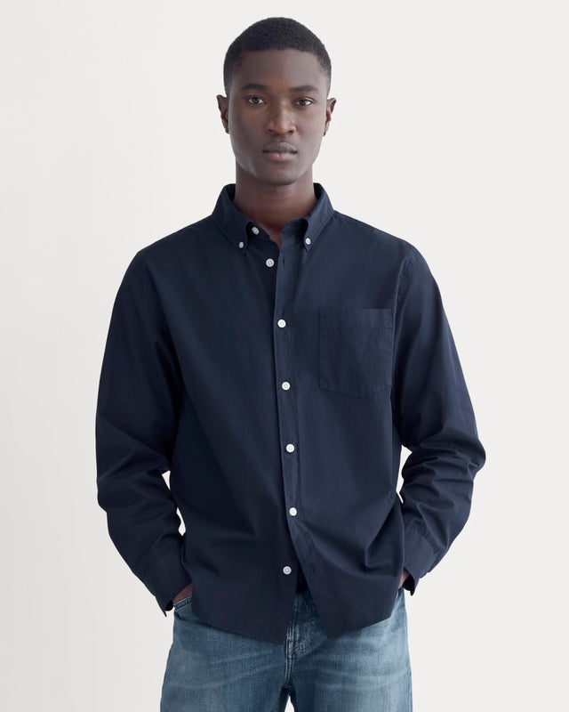 Washed Poplin Shirt | Navy