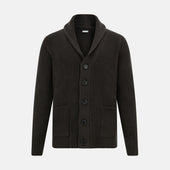Dark Brown Cashmere Shawl Collar Cardigan