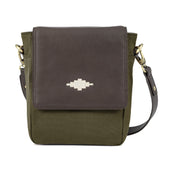 Bandolera Crossbody Bag Leather And Forest Canvas