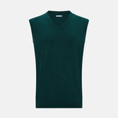 Moss Green Cashmere V-Neck Vest