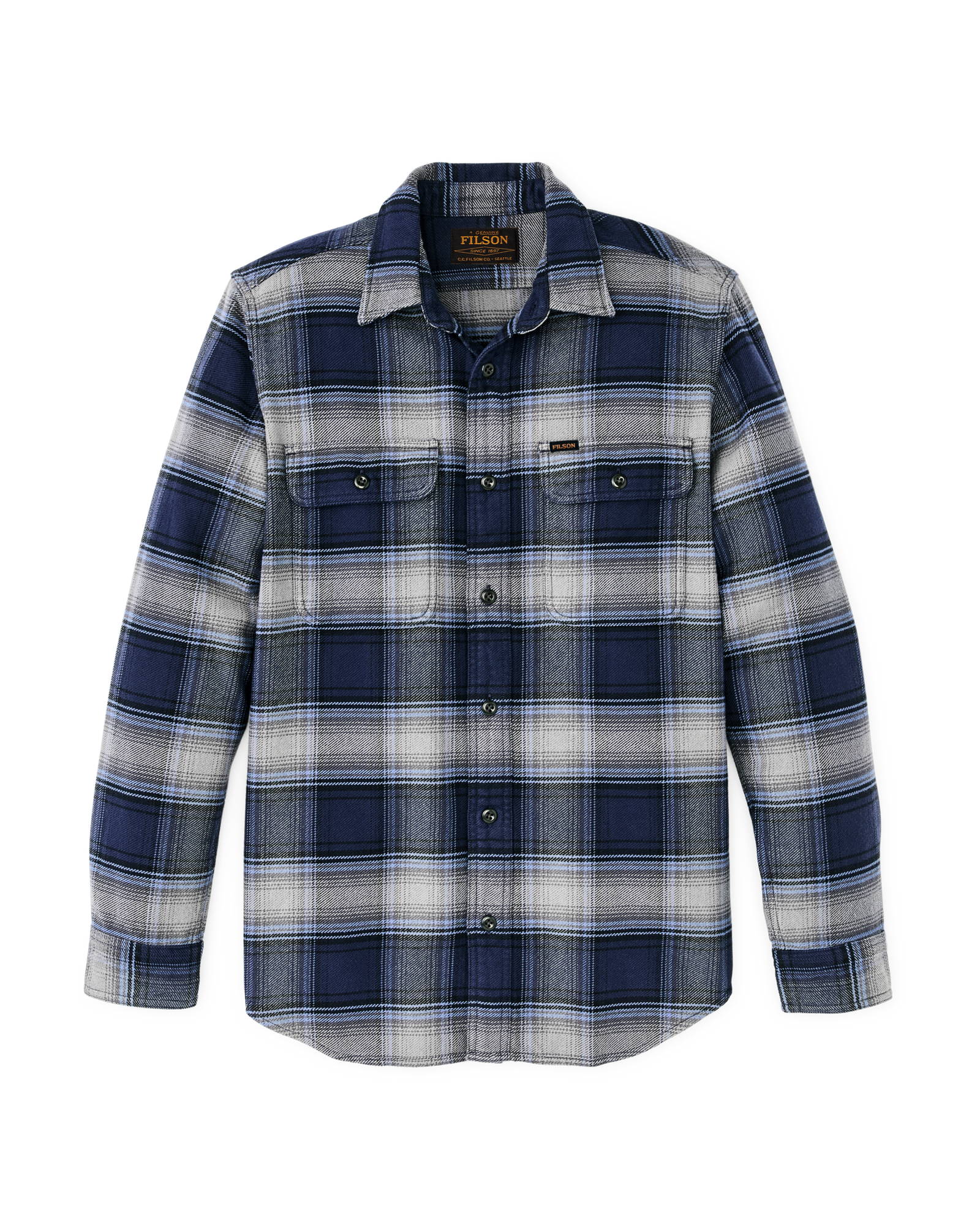 Vintage Flannel Work Shirt - Light Blue / Navy Plaid