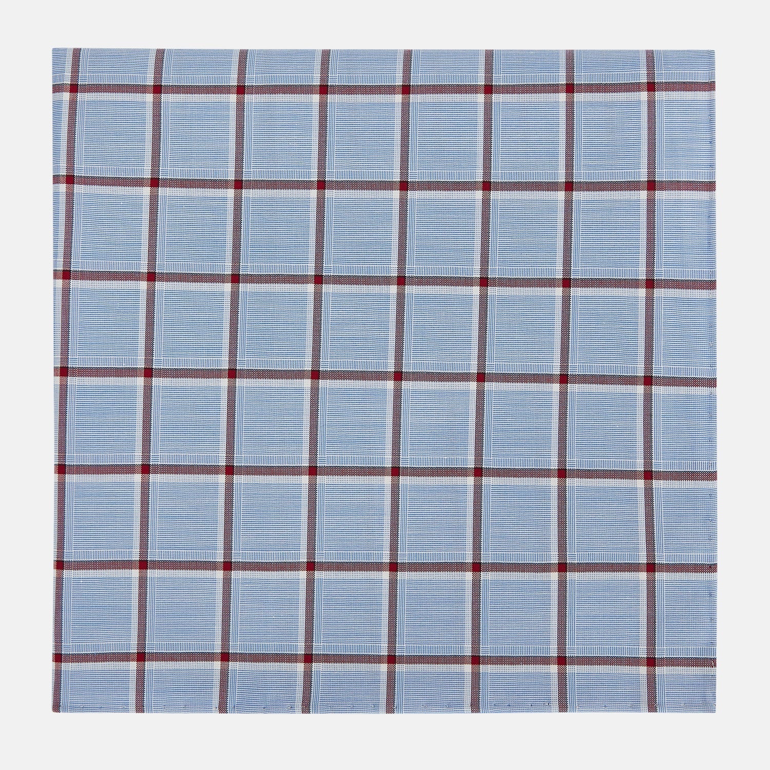 And Burgundy Windowpane Check Hand Rolled Handkerchief