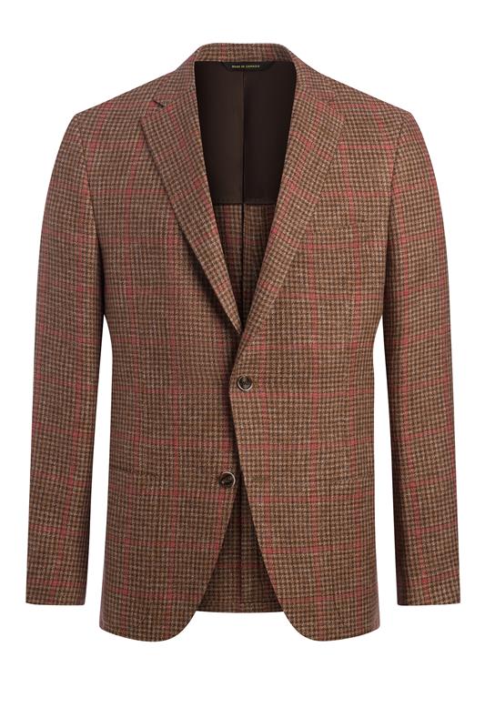 Linen Wool And Silk Houndstooth Red Jacket