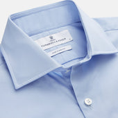 Tailored Fit Pale Cotton Shirt With Kent Collar And Double Cuffs