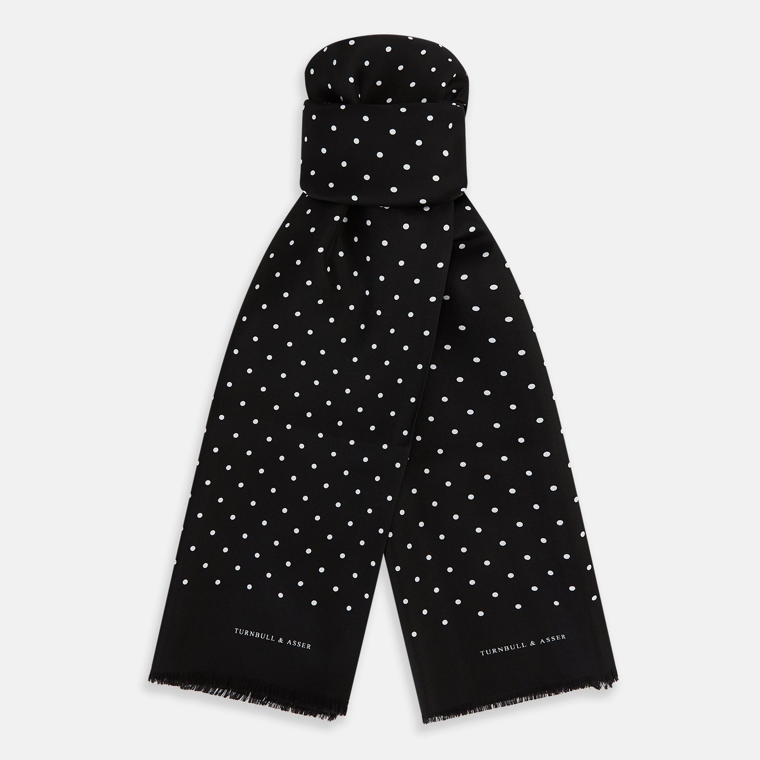 And White Spotted Silk Scarf