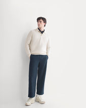 Cropped Slub Trouser | Deep Navy