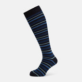 Navy Striped Merino Wool Long Socks