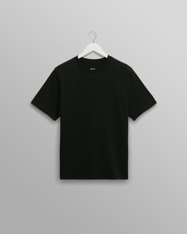 Dean - Black Embroidered Logo Organic Cotton T-Shirt