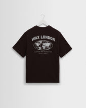 Dean - Brown And Off-White Globe Graphic Cotton T-Shirt