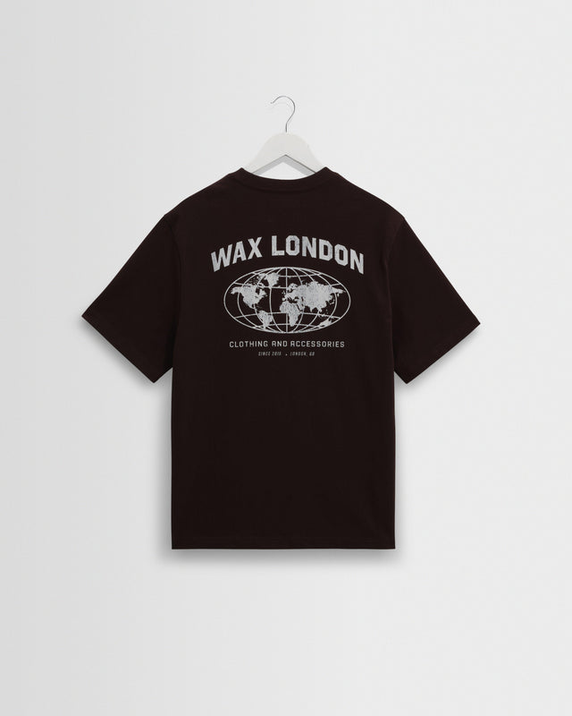 Dean - Brown And Off-White Globe Graphic Cotton T-Shirt