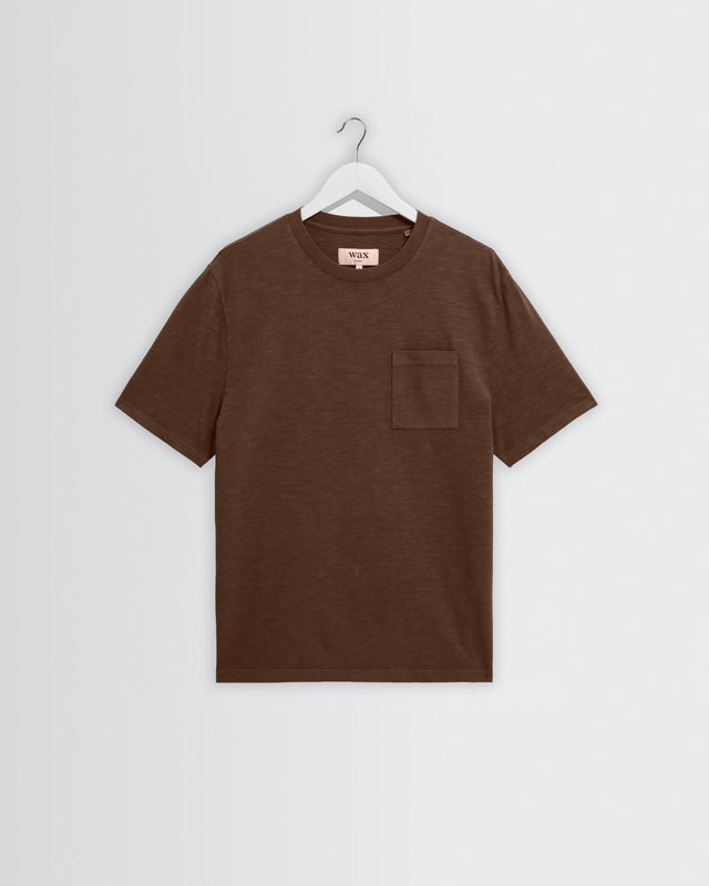 Dean - Brown Slub Cotton Pocket T-Shirt