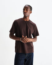 Dean Dark Brown Textured Organic Cotton T Shirt