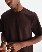 Dean Dark Brown Textured Organic Cotton T Shirt