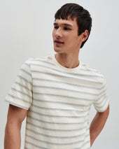 Dean And Blue Stitch Stripe Organic Cotton T Shirt