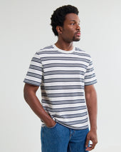 Dean And Navy Textured Stripe Organic Cotton T Shirt