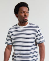 Dean And Navy Textured Stripe Organic Cotton T Shirt