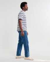 Dean And Navy Textured Stripe Organic Cotton T Shirt