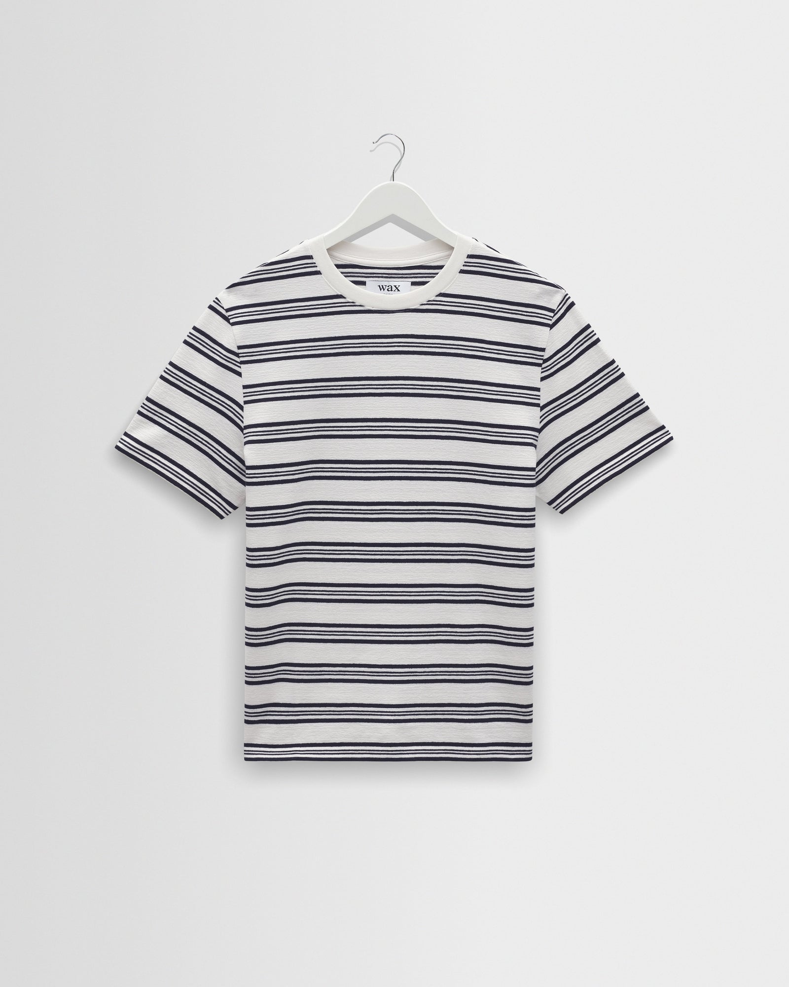 Dean And Navy Textured Stripe Organic Cotton T Shirt