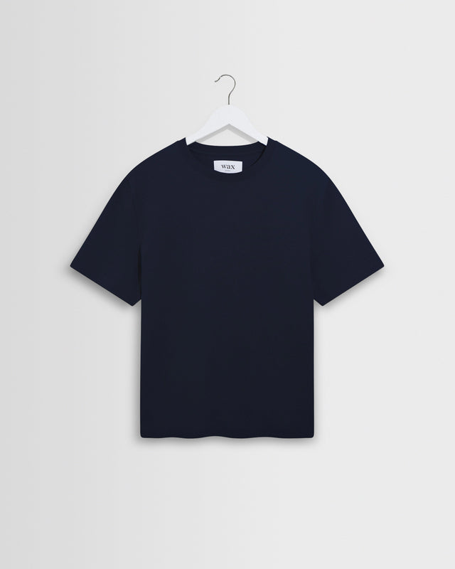 Dean - Navy Textured Organic Cotton T-Shirt