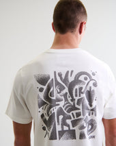Dean Off White And Charcoal 90s Doodle Graphic Cotton T Shirt