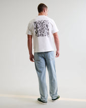 Dean Off White And Charcoal 90s Doodle Graphic Cotton T Shirt