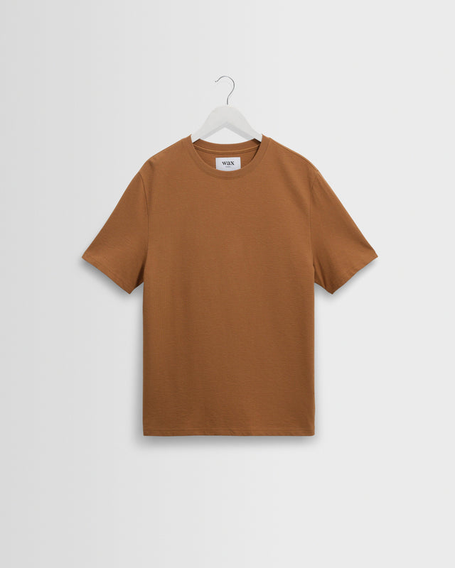 Dean - Tan Textured Organic Cotton T-Shirt