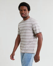 Dean And Ecru Textured Stripe Organic Cotton T Shirt