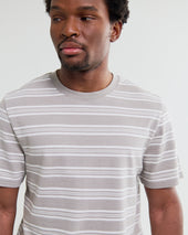Dean And Ecru Textured Stripe Organic Cotton T Shirt