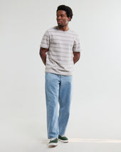 Dean And Ecru Textured Stripe Organic Cotton T Shirt