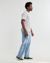 Dean And Ecru Textured Stripe Organic Cotton T Shirt